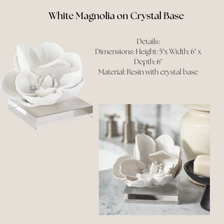 White Magnolia Object on Crystal Base