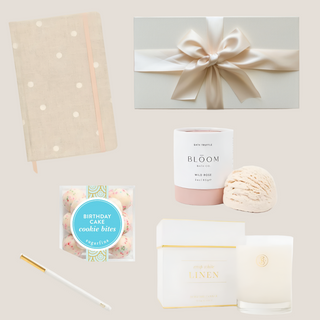 A beautifully curated Birthday Wishes Gift Box featuring a polka-dotted linen journal, a luxurious gold-accent pen, a wild rose bath truffle, birthday cake cookie bites, and a crisp white linen candle. Thoughtfully wrapped with a satin ribbon, this elegant gift box is perfect for celebrating birthdays in style.
Biggest Little Baskets, Reno Gift, Reno, Nevada Gift, Birthday Gift for Her, Birthday Gift, Gift Box, Luxury Gift Box for Her