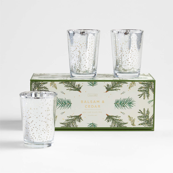 Balsam & Cedar Mini Luxe Mercury Glass Candle Set